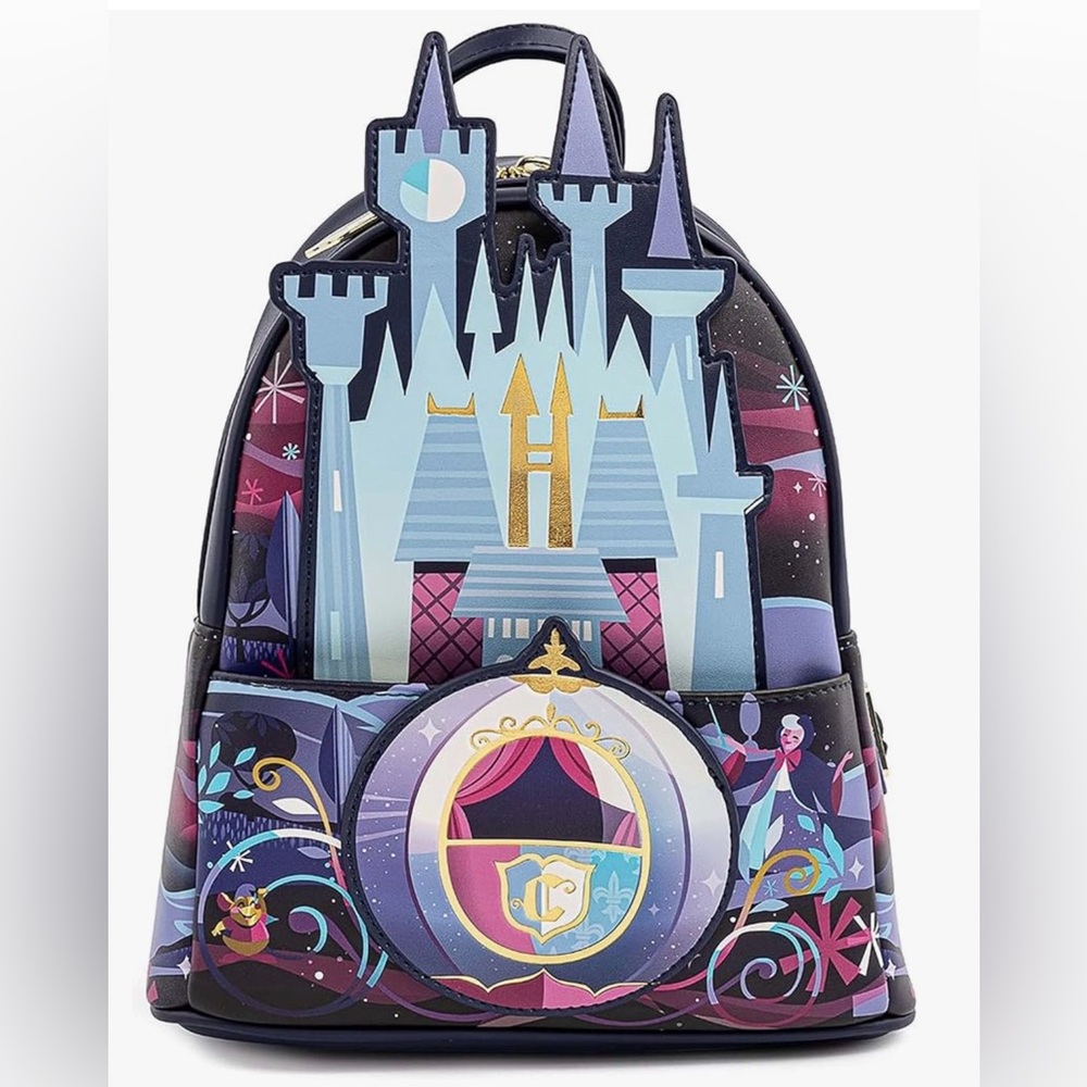 Loungefly Disney Cinderella Castle Series Mini Backpack - Blue, Purple, Gold